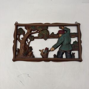 Vintage Coppercraft Guild 1974 Fisherman Net Catching Fish Wall Decor Art